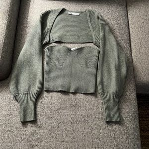 Zara Two Piece Rib Knit Long sleeve crop top.